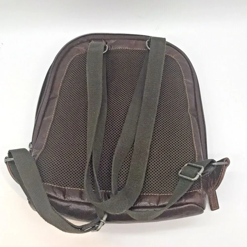 Jack Georges Voyager Convertible Backpack Crossbody Bag Brown Embossed Leather
